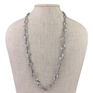 Vintage Monet Womens Silver Tone Chain Necklace 1980s Chunky Link Design